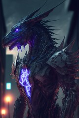 Cyberpunk Robot Dragon, Generative Ai, Generative, Ai