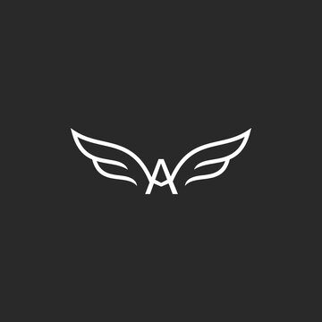 Letter A with wings logo template