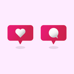 red message heart. Social network communication concept. Vector illustration.