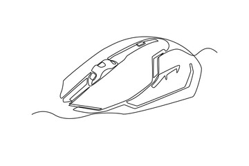 Single one line drawing a gaming mouse. E-sports game concept. Continuous line draw design graphic vector illustration.