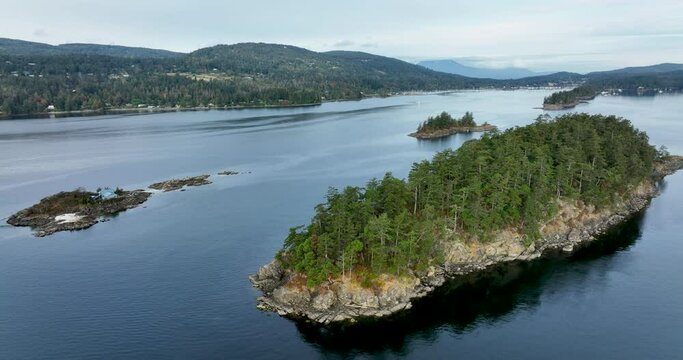 Sister Islands Aerial View Drone Shot Ganges Harbor Long Harbour British Columbia Canada