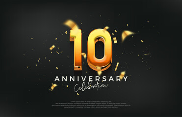 3d 10th anniversary celebration design. with a strong and bold design. Premium vector background for greeting and celebration.