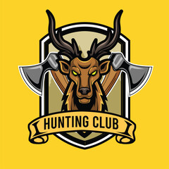 Deer vector illustration with hunter badge logo