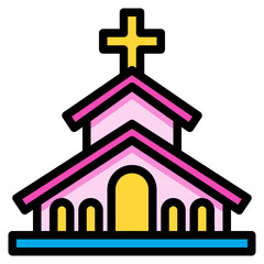 church filled outline icon