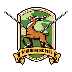 Deer vector illustration with hunter badge logo