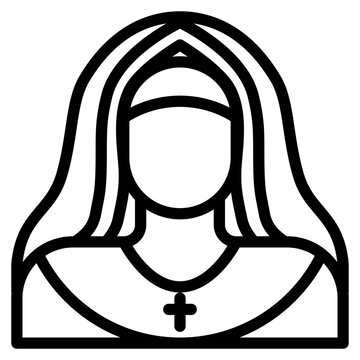 black outline nun portrait clip art preview