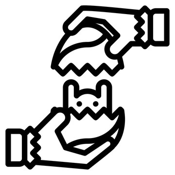 hands cracking eggshell revealing bunny clip art preview