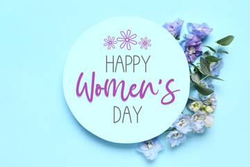 Beautiful greeting card for International Women's Day with spring flowers