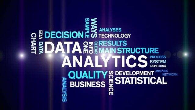 4k Data Analytics Animated Tag Word Cloud;Text Design big data Animation typography seamless loop.