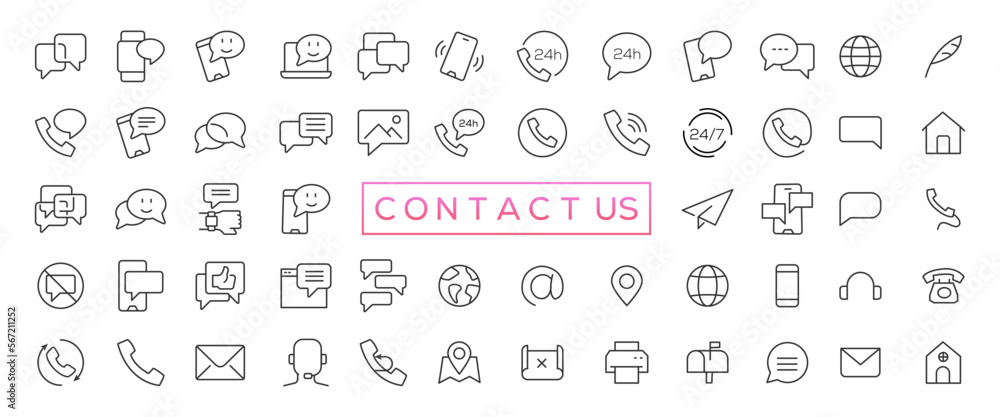 Aufkleber set of simple contact us icons for web and mobile app. social media network icon call us email mobil