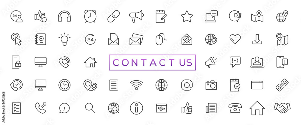 Aufkleber set of simple contact us icons for web and mobile app. social media network icon call us email mobil