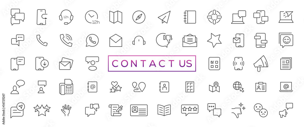 Aufkleber set of simple contact us icons for web and mobile app. social media network icon call us email mobil