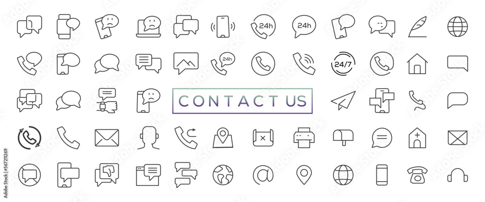 Aufkleber set of simple contact us icons for web and mobile app. social media network icon call us email mobil