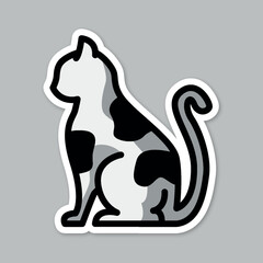 straw cat, editable cartoon style sticker vector