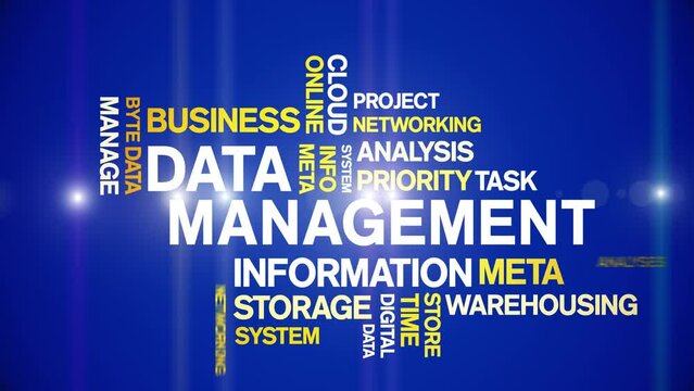 4k Data Management Animated Tag Word Cloud;Text Design big data Animation typography seamless loop.