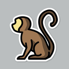 monkey animal, editable cartoon style sticker vector