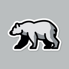 bear animal, editable cartoon style sticker vector