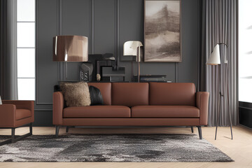 modern living room with sofa,Generative IA