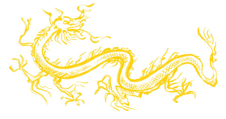 Fototapeta Chinese dragon mythic animal ink caligraph hand painting artistic banner background obraz