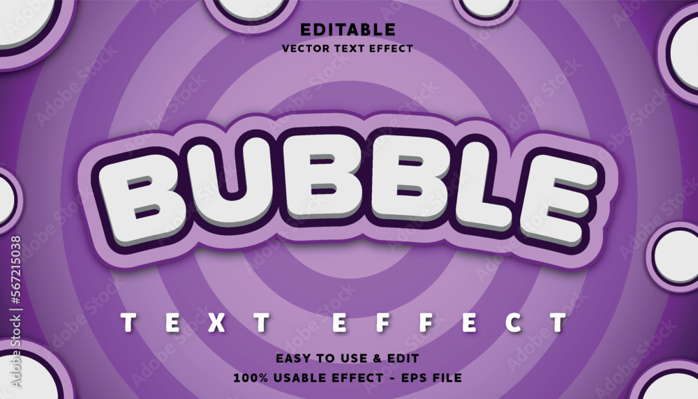 Poster buble editable text effect with modern and simple style, usable for logo or campaign title