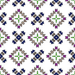 Vector geometric ornament in ethnic style. Seamless pattern with  abstract shapes, repeat tiles. Vintage retro texture. . Repeating pattern for decor, fabric,textile and fabric .