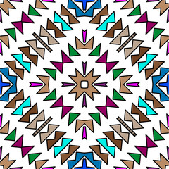 Vector geometric ornament in ethnic style. Seamless pattern with  abstract shapes, repeat tiles. Vintage retro texture. . Repeating pattern for decor, fabric,textile and fabric .