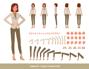 Working woman wear brown suit character vector design. Create your own pose.