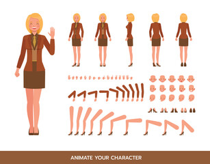 Working woman wear orange suit color character vector design. Create your own pose.