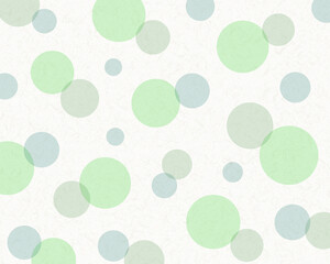 和紙風の模様の上に描かれた、ランダムに配置されたカラフルな水玉模様　背景