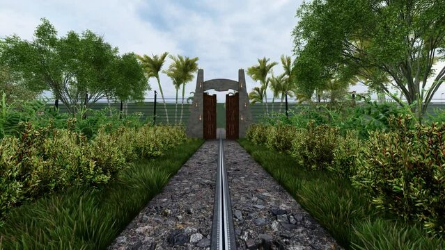 animated video of the journey to the gate of jurassic park