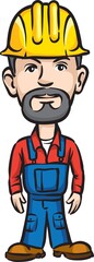 three cartoon worker in hardhat - PNG image with transparent background