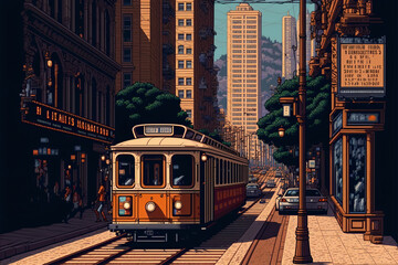 Naklejka na ściany i meble Illustration of San Francisco, Califórnia, United States. Generative AI.
