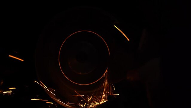Sparks from sharpening an ax in the dark