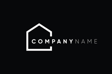 Creative and minimalist home logo design template on black background