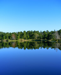 Reflection of clear sky in a lake