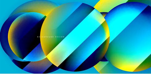 Circles with glossy surface and light and shadow effects abstract background. Template for covers, templates, flyers, placards, brochures, banners