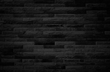 Abstract dark brick wall texture background pattern, Wall brick surface texture. Brickwork painted of black color interior old clean concrete grid uneven