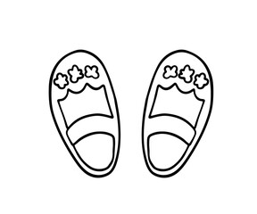 Infant cute shoes doodle. Outline sketch Baby clothes isolated on white