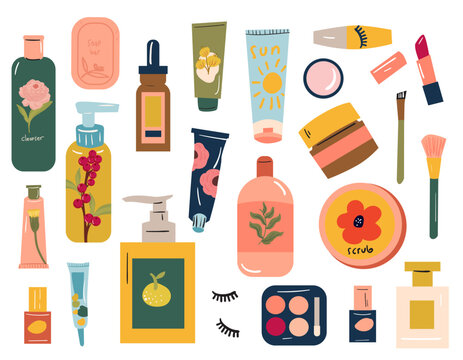 Beauty cosmetic make up skincare packaging vector illustration
