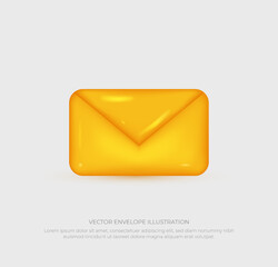3d envelope, incoming mail notify, newsletter, and online email concept. 3d realistic vector