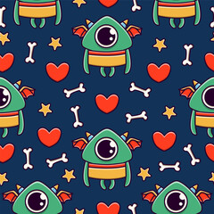 Monster doodle cartoon illustration pattern design