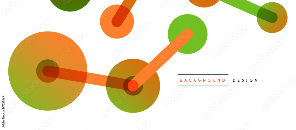 Poster line points connections geometric abstract background. circles connected by lines. trendy techno bus