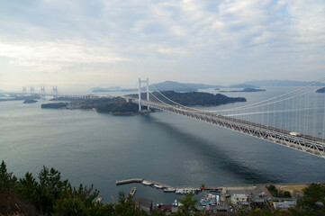 鷲羽山の展望台から見る瀬戸大橋
