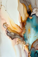 alcohol ink painting, pastel tones with golden cracksAI assisted finalized in Photoshop by me