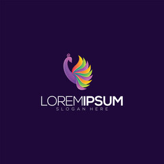 Fototapeta premium Awesome Colorful Peacock Premium Logo Vector Logo