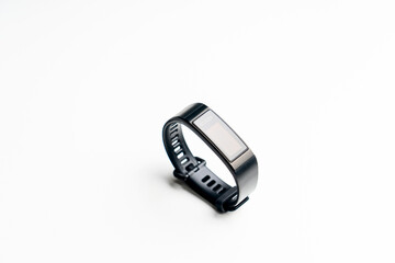 black fitness bracelet on white background