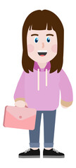 young woman cartoon with briefcase