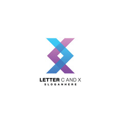 Fototapeta premium letter c and x logo gradient color design style initial