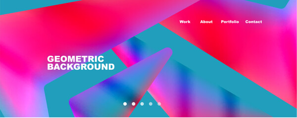 Bright colorful triangular shapes abstract background with fluid color effect. Glass, light and shadow effects. Illustration For Wallpaper, Banner, Background, Card, Book Illustration, landing page