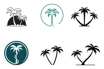 set of palm tree summer logo template vector illustration
